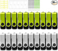 Thumb Drive 2GB USB Flash Drives 20 Pack 2 GB USB 2.0 Jump Drives Multipack Flash Memory Stick Zip Drive Pendrive 20Pack with 20PCS Lanyards Label (Green Sliver 2Gig)