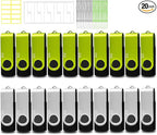 Thumb Drive 2GB USB Flash Drives 20 Pack 2 GB USB 2.0 Jump Drives Multipack Flash Memory Stick Zip Drive Pendrive 20Pack with 20PCS Lanyards Label (Green Sliver 2Gig)