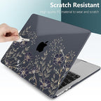 TWOLSKOO Compatible with M4 MacBook Air 13.6 inch Case 2025-2022 Release M4 A3240 M3 A3113 M2 A2681, Plastic Hard Shell & Keyboard Cover & Type C Adapter & Screen Protector, Golden Flowers