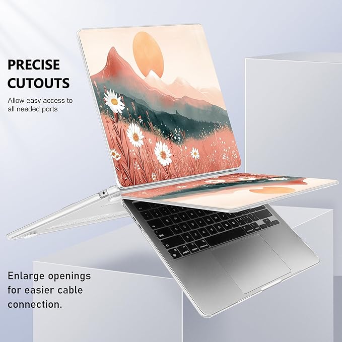Case for MacBook Air 15 Inch 2025 2024 2023 Release M4 A3241 M3 A3114 M2 A2941, Hard Shell with Screen Protector & Keyboard Cover, Compatible with Touch ID, Mountains