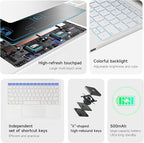 HOU Combo Keyboard Case for iPad 9th Generation (10.2", 2021)/8th Gen/7th Gen/iPad Air 3/Pro 10.5 2017 Multi-Touch Trackpad,7 Color Backlight,Rotatable & Detachable,Portrait/Landscape Modes,White