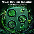UniqueMe for iPhone 13 Pro/iPhone 13 Pro Max Camera Lens Protector, [Strong Drop Protection] [Not Easy to Fall-off] Metal Ring Tempered Glass Rear Camera Screen Cover, Alpine Green