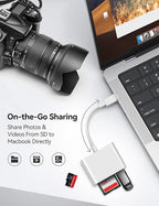 USB-C SD Card Reader, Multi-Function Memory Card Adapter for MacBook, Support SD, SDHC, SDXC, Micro SD Cards