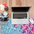 Gaming Desk Pad Large Extra Length Pink Flamingos Mouse Pad Keyboard Laptop Non-Slip Waterproof with Rubber Base Thick Stitched Edge Mouse Mat for Office Home 35.4 x 15.7 Inches