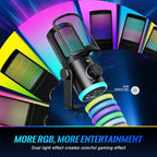 FIFINE Gaming PC Microphone, USB Streaming Microphone with Game Chat Balance, Computer Condenser Desktop RGB Mic with Mute Button, Noise Cancellation for Podcast/Twitch/Discord-AMPLIGAME AM6