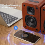 Saiyin Bluetooth Bookshelf Speakers for Record Player,Active Speakers with 3 Inch Woofer, Powered Speakers with Optical/AUX/TV-ARC Input for Turntable, PC and TV