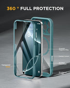 Miracase Magnetic for iPhone 16 Pro Case Full-Body Phone with Built-in Glass Screen Protector, [Compatible with MagSafe] Military Drop Proof 16 Pro Cover Bumper 6.3 inch, Green