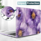 TWOLSKOO Compatible with MacBook Pro 13 inch Case 2023-2016 A2338 M2/M1 A2251 A2289 A2159 A1989 A1706, Plastic Hard Shell Cover & Keyboard Skin & Screen Protector, Purple Flowers