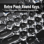EWEADN TK100 Typewriter Keyboard Wired Mechanical Keyboard, 104 Keys Aesthetic Typewriter Keyboards with White Backlit, Anti-Ghosting, Blue Switch Wired Cute Keyboards-Black