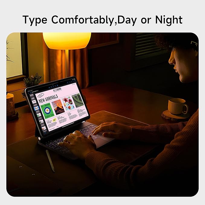 nimin Keyboard Case for 2024 iPad Air 13 and iPad Pro 12.9 6th, 5th, 4th, 3rd Gen,Magic Keyboard for iPad Pro 12.9, Trackpad,Magnetic Attach,7-Color Backlight, Auto Sleep/Wake,Obsidian Black