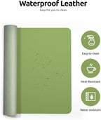 YSAGi Leather Desk Protector, Office Mat, Large Mouse Mat, Non-Slip PU Leather Blotter, Laptop Pad, Waterproof Writing Pad for Office and Home (Leaf Green, 31.5" x 15.8")