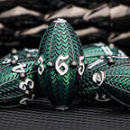ARUOHHA DND Metal Dice Black Green Dragon Egg Dice with Metal Box, Role Playing Game RPG Polyhedral D and D Dice Set D20 D12 D10 D8 D6 D4