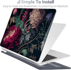 Batianda Premium Case for New MacBook Air 15 inch 2025 2024 2023 with M4 M3 M2 Chip, Designed Black Protective Plastic Hardshell & Keyboard Cover & Screen Protector, Vintage Flower