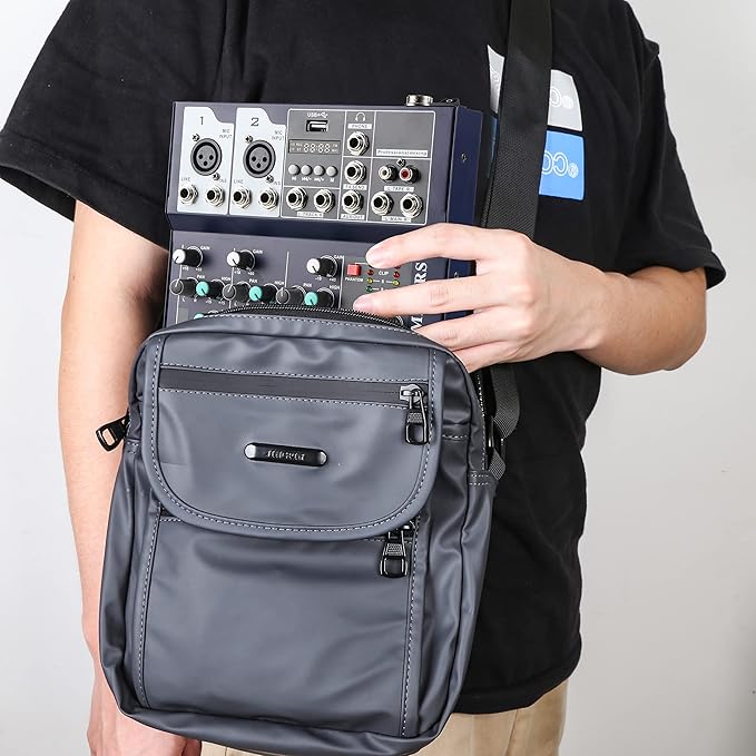 Dj Mixers 4 Channel Audio Mixer Sound Board with Bluetooth, Usb Audio Interface with 48V Phantom Power Sounds Mixer Board with FX Reverb Delay Effect for Streaming