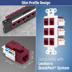 Everest 45° Angled RJ45 Cat6A Keystone Jacks 10-Pack in Red - Slim Profile Female RJ45 Connectors - Cat 6A Keystone Jack - Compatible with 45° Angled Speed Termination Tool - 45Term (B0BL3GS7ZY)
