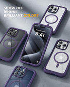 Miracase Magnetic for iPhone 12 Pro Max Case [Compatible with MagSafe] Full-Body Phone case with Built-in Glass Screen Protector& Camera Protector, Military Drop Proof 12 Pro Max Cover, Purple