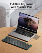 ProtoArc Foldable Bluetooth Keyboard, XK01 Folding Wireless Portable Keyboard with Number Pad, Full-Size Travel Keyboards for Windows iOS Android Tablet Smartphone Laptop PC - Dark Green
