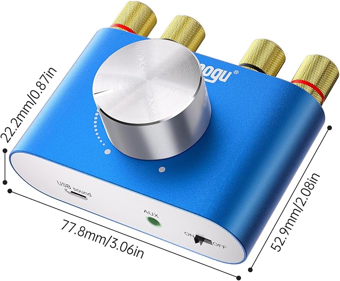 Facmogu F900S 160W Mini Bluetooth 5.0 Power Amplifier, 2 Channel 80Wx2 Stereo Hi-Fi Digital Amp, Portable Wireless Audio Receiver Sound Speaker Amplifer, AUX/USB/Bluetooth Input & 12V Power Supply