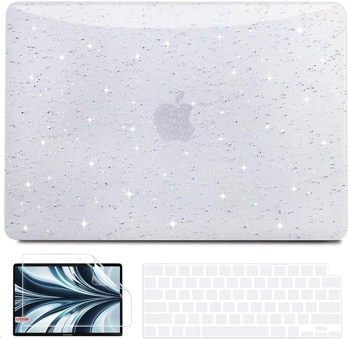 B BELK Compatible with MacBook Air 13 inch Case 2025 2024 2023 2022 M4 M3 M2 A3240 A3113 A2681, Plastic Hard Shell+Keyboard Cover+Screen Protector for MacBook Air 13.6 inch Case, Shiny Colorful Clear