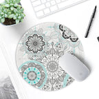 ITNRSIIET Round Mouse Pad with Stitched Edge Premium-Textured Waterproof Non-Slip Rubber Base Desktop Protection Mat Diameter 8.7 inches, Mandala Flowers