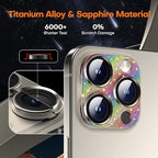 Camera Lens Protector for iPhone 16 Pro Max/16 Pro/iPhone 15 Pro Max/15 Pro/iPhone 14 Pro Max/14 Pro, Aluminum Alloy Sapphire Glass Camera Screen Cover, Case Friendly- Glitter Colorful