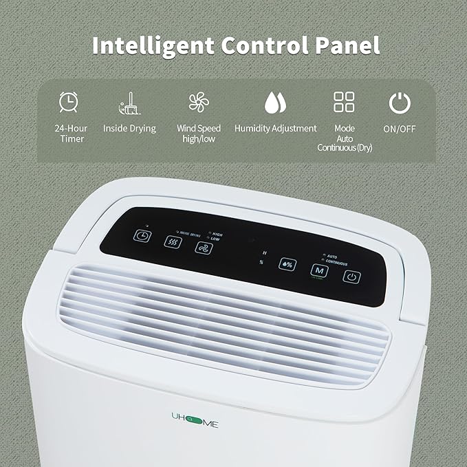 Uhome 120 Pints Dehumidifier with Drain Hose - 6000 Sq. Ft Quiet Dehumidifier for Home, Basements, Storages and Large Rooms with 1.32Gallon Water Tank