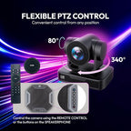 Teams Video Conferencing System – Full HD 1080p PTZ Camera with 10x Optical Zoom, 360° Omnidirectional Speakerphone, Noise Cancellation, Plug-and-Play USB, Zoom & Microsoft Teams Compatible