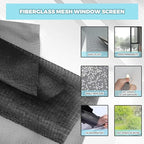 Window Screen Replacement Kit, 8-in-1 DIY Screen Door Repair Kit with Fiberglass Mesh 48"x118" Spline Tools for Sliding Door Patio Screen House Windows French Doors