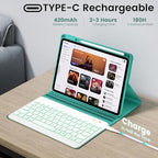 BLUTLOTUS Keyboard Case for iPad 9th/8th/7th Generation 10.2 inch 2021/2020/2019, iPad Pro 10.5-inch Case with Keyboard,iPad Air 3 2019, 7 Color Backlit Removable Wireless Keyboard Folio Case(Teal)