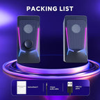 ROSON Computer Speakers, Gaming PC Speakers with Enhanced Bass and Volume Control, Stereo 2.0 USB Powered 3.5mm Aux Multimedia Speakers for Laptop/Desktop/Tablets/Phone