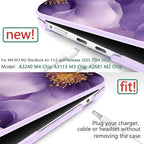 TWOLSKOO Compatible with M4 MacBook Air 13.6 inch Case 2025-2022 Release M4 A3240 M3 A3113 M2 A2681, Plastic Hard Shell & Keyboard Cover & Type C Adapter & Screen Protector, Purple Flowers