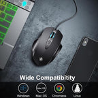 Wired Mouse, USB Mouse Wired with 6 Buttons Ergonomic Design,1.5M USB Cable Computer mice 7200DPI Optical Mice for PC Laptop, Matte Black