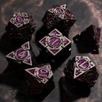 Purple Black Nickel Finish Heavy Metal DND Dice Set (Warlock) with A Metal Box, Sharp Edge Zinc Alloy D&D Accessories, D4-D20, Designed for Dungeons & Dragons Master, RPG Player, Starter