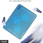 Havit HV-F2056 15.6-17 Inch Laptop Cooler Cooling Pad - Slim Portable USB Powered (3 Fans) (Blue)