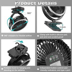 8-Inch Portable Camping Fan with Light, 10000mAh Rechargeable Battery Operated, 3 Speeds Cordless Clip on Table Fan with Hook & Light for Golf Cart Camping Tent Travel Jobsite Hurricane Power Outage