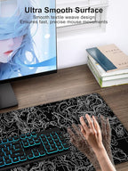 TopMade Mouse Pad with 15W Fast Wireless Charging, 31.5"x15.75" XXL Large Gaming Waterproof Desk Pad with Ultra-Smooth Surface, Non-Slip Base, Computer Desk Mat, Black Topographic Map #3