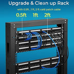 Rapink Patch Cables Cat6 3ft (24 Pack), Ethernet Patch Cable 10G Support, Cat 6 Patch Cable for Patch Panel to Switch, Flexiable Cat 6 Ethernet Cable with Gold Plated Black