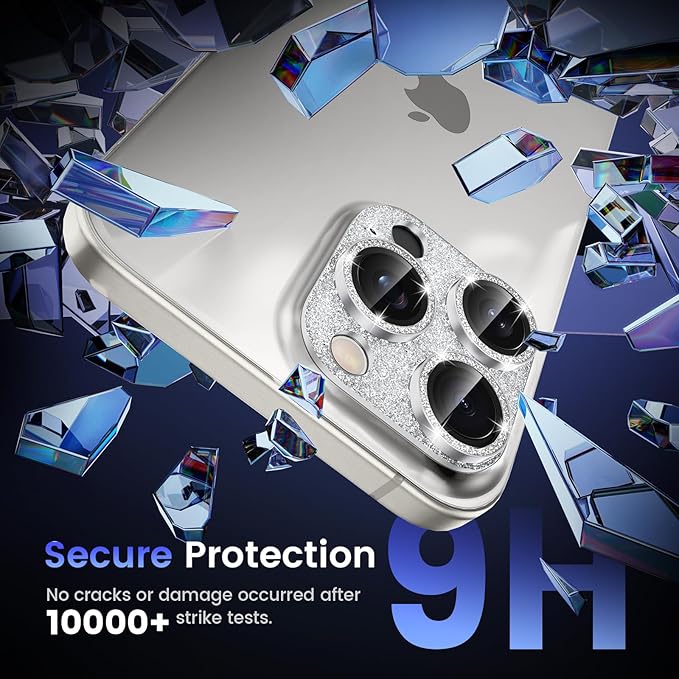 Tensea for iPhone 16 Pro/iPhone 16 Pro Max/iPhone 15 Pro/iPhone 15 Pro Max Camera Lens Protector, Metal Aluminum Alloy Tempered Glass Cover Camera Screen Protector Accessories, Case Friendly