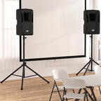 Amazon Basics Speaker Stand, Holds up to 99.2 lbs, Adjustable Height 52" to 73", Steel, Black