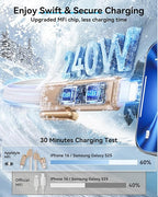 SHEZI 4-in-1 Compatible with USB C to Lightning Cable 240W Fast Charging & Data Transfer, Support to CarPlay & Android Auto, 5FT Multi Cords Charger for iPhone/iPad/Samsung/MacBook Cable, Titanium