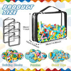 Sanwuta 6 Packs Toy Storage Bags, PVC Organizing Case Bags with Zipper, Waterproof Toy Container for Board Games, Building Blocks, Puzzles, Small Toys and Kids Books(X-Large,Black)