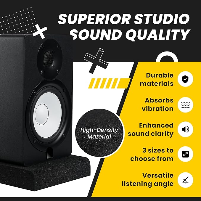 Sound Addicted - Studio Monitor Isolation Pads for 5 Inch Monitors, Pair of Two High Density Acoustic Foam which Fits Most Speaker Stands | SMPad 5