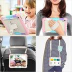 SEYMAC stock Case for iPad (A16) 11th/10th Generation 11''/10.9'' 2025/2022, Full-Body Drop Protection Case with Screen Protector &360° Rotate Hand Strap/Stand, Yellowish+Pink