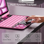 iPad Keyboard Case for 2024 M4 iPad Pro 13 inch, Magic Wireless Keyboard with Trackpad 7 Color Backlit, 360° Rotating Stand Transparent Protective Cover with Pencil Holder (Pink)