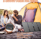 Apowking 146Wh Portable Power Bank with AC Outlet & 40W Foldable Solar Panel, Portable Laptop Charger 110V/100W with USB & DC Output for Camping, Home Emergency, Traveling, RV Trip