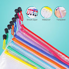 64pcs A4 Mesh Zipper Pouch Bags, Mesh Bags with Zipper Bulk, Pouches for Organization, Clear Storage Bags for Classroom, Travel, Office, Board Game