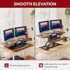SANODESK Standing Desk Converter with Electric Motor 42" Height Adjustable Riser for Office Home,Dual Monitor and Laptop Workstation with Large Keyboard Tray,Rustic Color