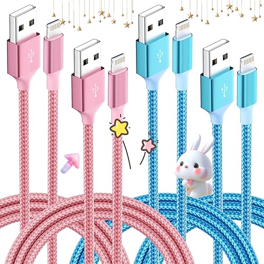 iPhone Charger, Charging Cable 4 Pack (3/3/6/6FT) MFi Certified Nylon Braided USB to iPhone Cables Fast Charging Cord Compatible with iPhone 14 13 12 11 pro max XR XS X 8 7 6 Plus SE and More