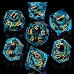 ARUOHHA DND Resin Dice Dragon Eye Dice Liquid Core Red Sharp Edged Dice Set with Gift Box, Polyhedral D and D Dice Set Role Playing Game D20 D12 D10 D8 D6 D4