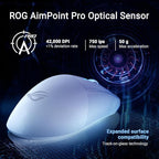 ASUS ROG Keris II Ace Wireless Gaming Mouse – Right-Handed Ergonomic, 54g, Tri-Mode Connectivity, 42K DPI, up to 107Hr Battery, PC/Mac Support - White